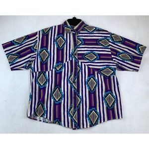 Rafter JX Women's VTG Shirt Size M/S 80s 90s Aztec Art Made In USA Rodeo Western